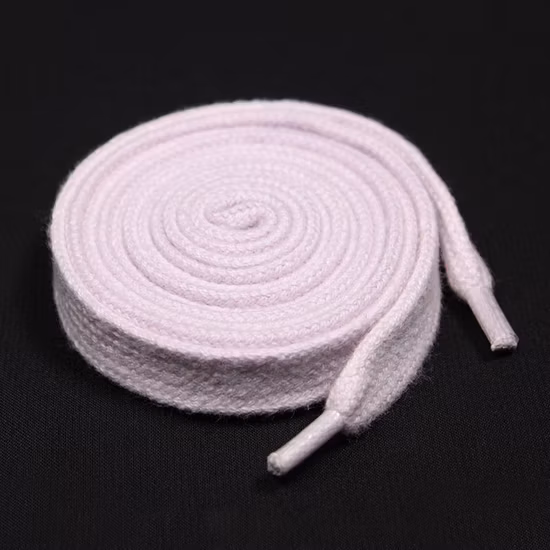 Cordón de zapato plano personalizado blanco con puntas de plástico